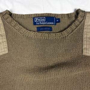 Vintage Polo Ralph Lauren Military Commando Sweater Shoulder Elbow Patch Medium